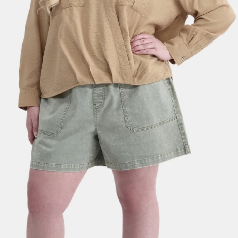 Terra & Sky Women’s Plus Size Pull On Denim Shorts Sage Wash Green 2X (20W-22W) - Picture 5 of 11
